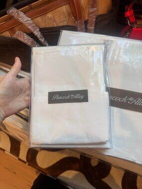 Peacock Alley Luxury White KING 3 PCS Sheet Set. 1 Flat Sheet & 2 Cases ONLY